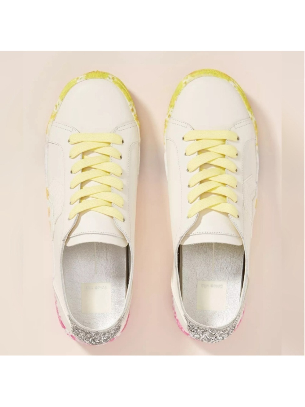 Anthropologie X Dolce Vita Zaga Citron Tie Dye Leather Sneakers Women's Size 9 - Picture 2 of 14